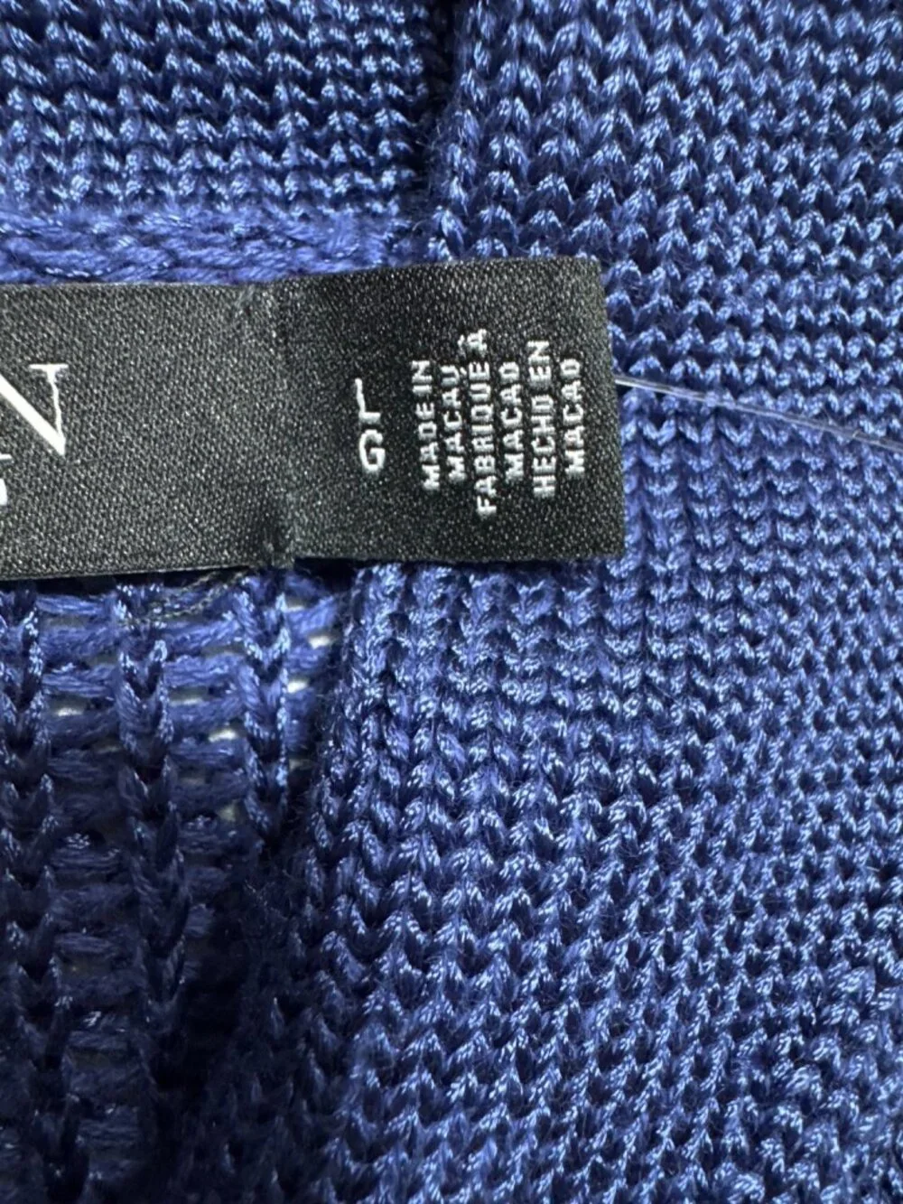 NWT Lauren Ralph Lauren Buckle-Trim Cotton-Blend Sweater Charter Blu Size Large